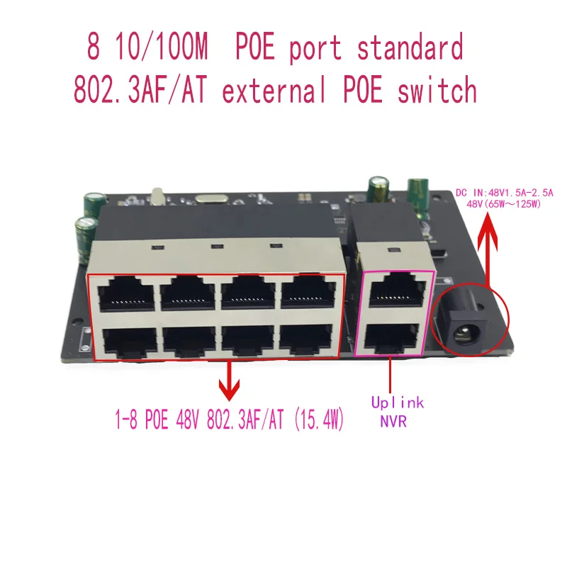 Standard protocol 802.3AF/AT 48V POE OUT/48V poe switch 100 mbps POE poort;100 mbps UP Link poort; poe powered switch NVR
Standard protocol 802.3AF/AT 48V POE OUT/48V poe switch 100 mbps POE poort;100 mbps UP Link poort; poe powered switch NVR