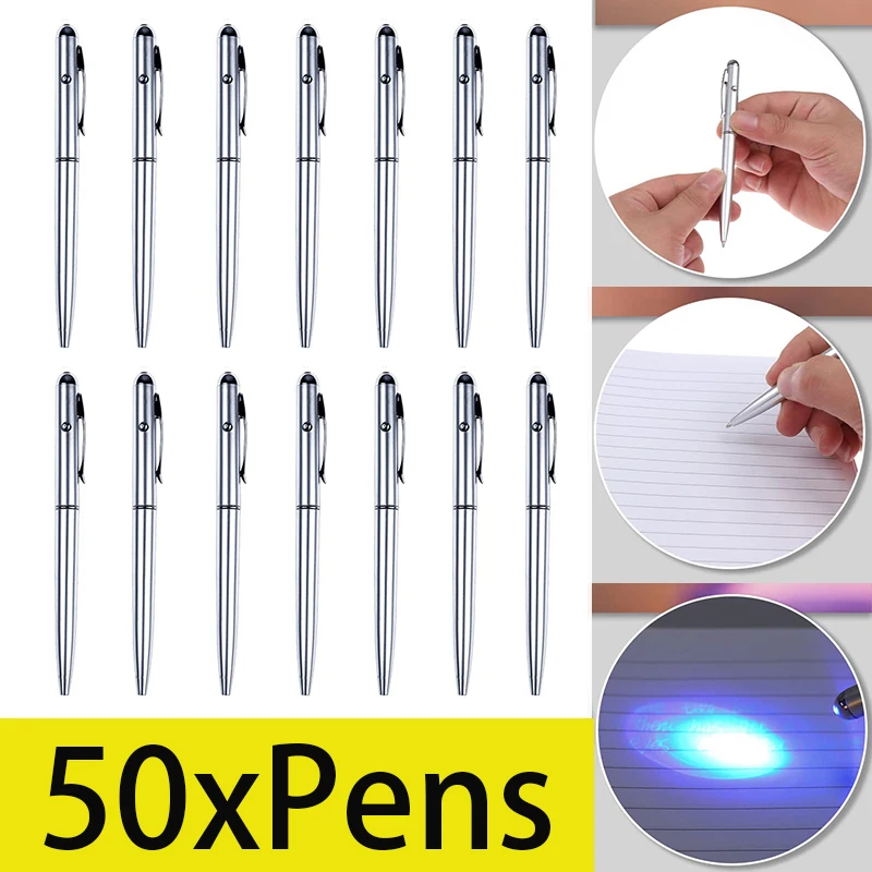 50Pcs Colorless With UV Light Highlighter Luminous Light Pen 2 in1 Ballpoint Pens Invisible Ink Pen
50Pcs Colorless With UV Light Highlighter Luminous Light Pen 2 in1 Ballpoint Pens Invisible Ink Pen