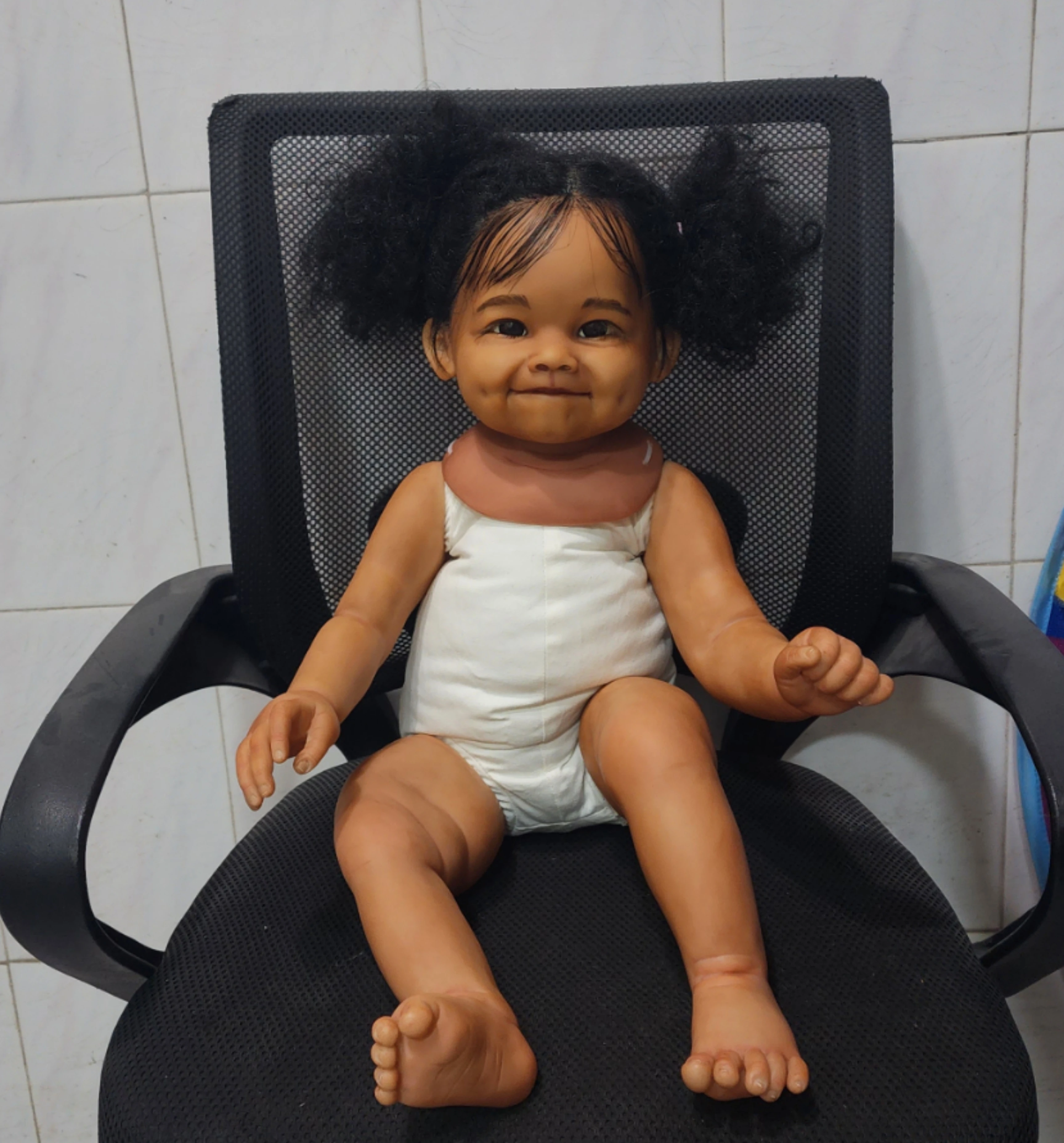 

FBBD Custom Made 28inch Reborn Baby Raya Dark Skin With Hand-Rooted Hair Painted Kit DIY Part Real Photos Huge Doll