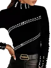 Fashion Women Spring Pullover Rhinestone Casual Elegant Long Sleeve Tops Stand-Up Solid Color Slim Fit T Shirt Female Tees
Fashion Women Spring Pullover Rhinestone Casual Elegant Long Sleeve Tops Stand-Up Solid Color Slim Fit T Shirt Female Tees