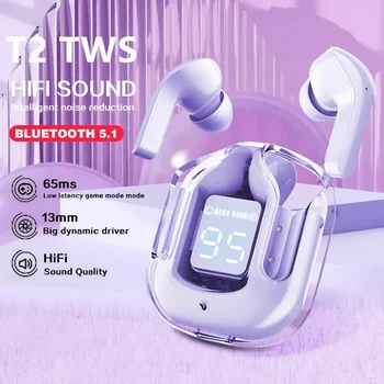 2023 New T2 TWS Transparent Wireless Bluetooth Headset HIFI Sound Quality Bluetooth 5.3 For Xiaomi Huawei Apple