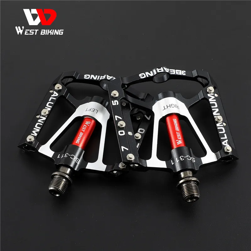 

WEST BIKING Anti-slip Cycling Pedals 9/16" Ultralight 3 Bearing MTB Mountain Road Widen Bike Pedal Aluminum Alloy Bicycle Pedal
