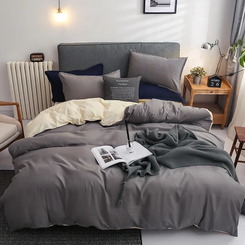 Solid Color Grey Bedding Set Fashionable Single Double Size Bed Linen Duvet Cover Pillowcase No Fillings Kids Adult Home Textile
Solid Color Grey Bedding Set Fashionable Single Double Size Bed Linen Duvet Cover Pillowcase No Fillings Kids Adult Home Textile