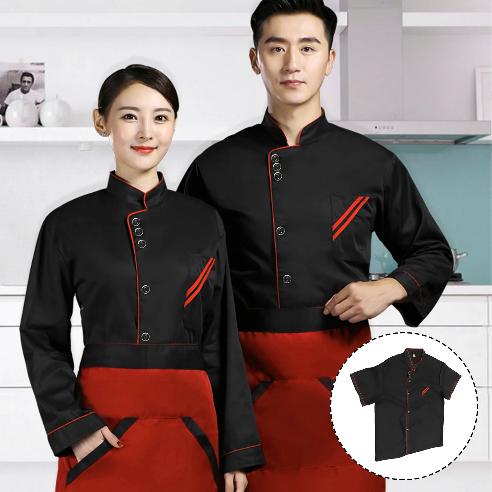 

Unisex Short Sleeve Basical Chef Catering Shirt for Bakery Food Service Restaurant Size XXXL (Black)