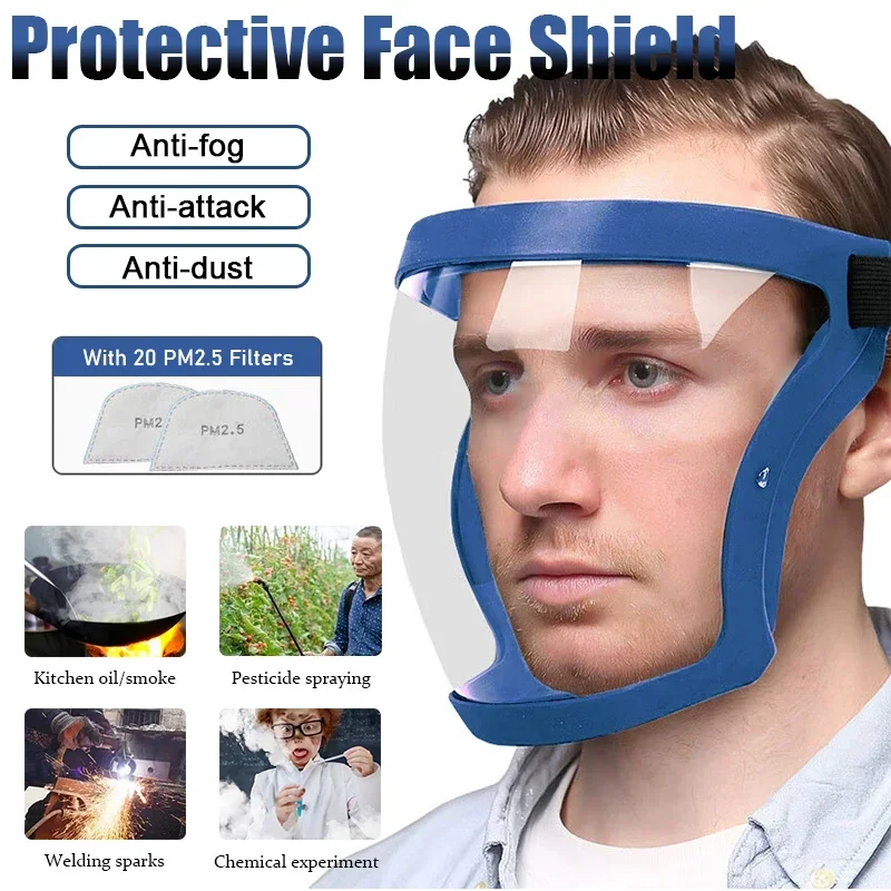

New Transparent Protective Face Shield Dustproof Impact Resistance Woodworking Work Mask Reusable Safety Glasses Protection Mask