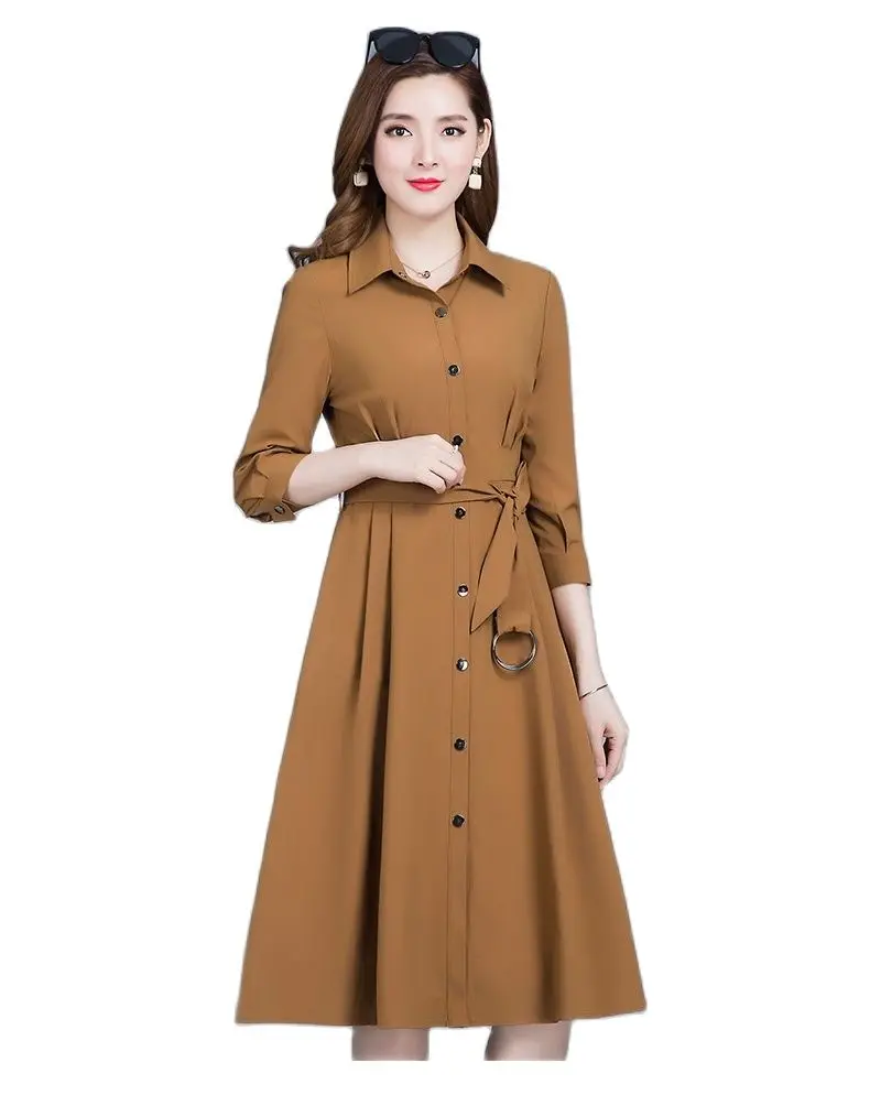 

2022 Long Trench Coat Women Thin With Belt Windbreaker Coat Autumn Trend Loose Size 4XL Korean Fashion Clothing Elegant 1236