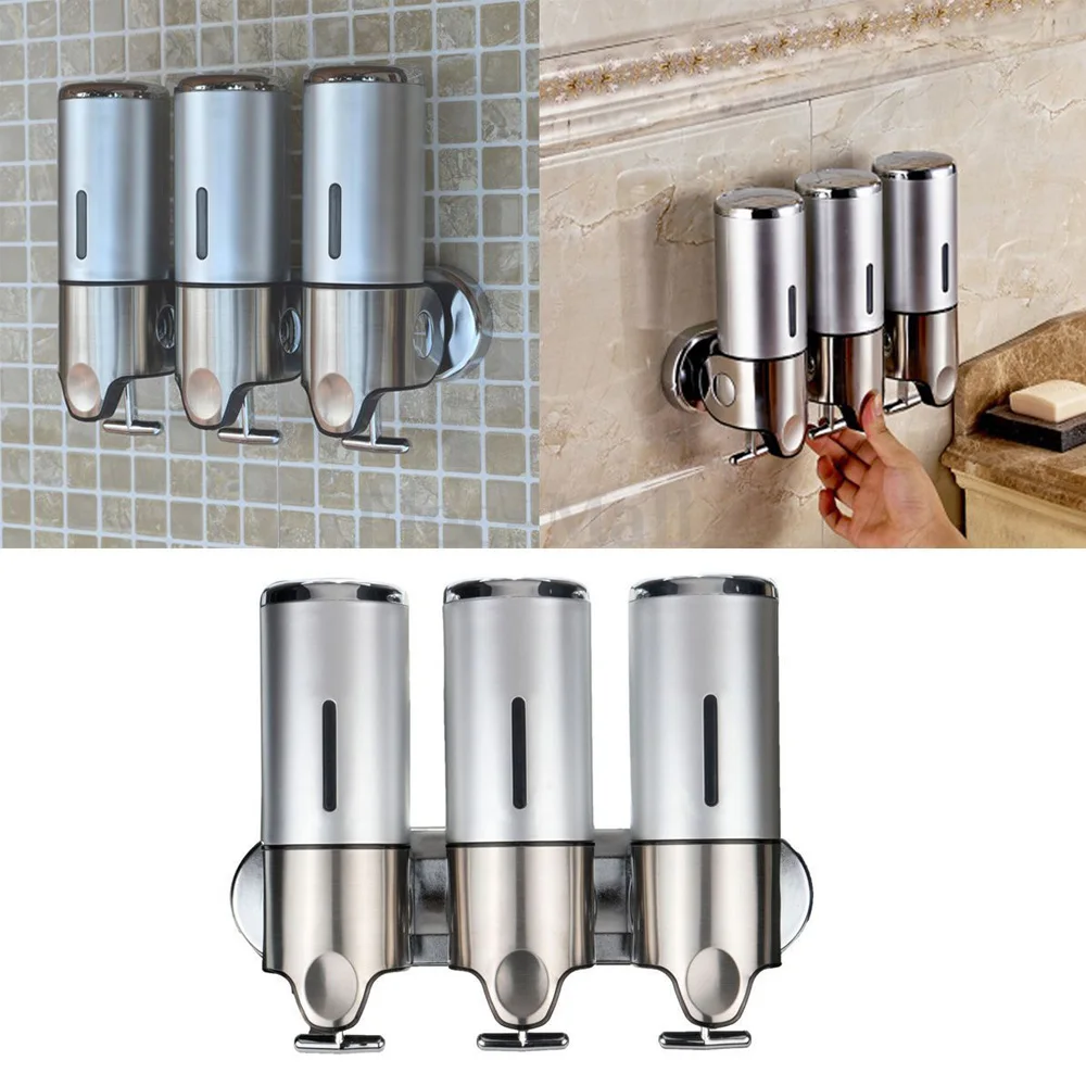 

3*500ML Soap Dispenser Wall-mount Shower Bath Shampoo Dispenser Liquid Soap Container Bathroom Accessories for Kitchen Hotel Bar