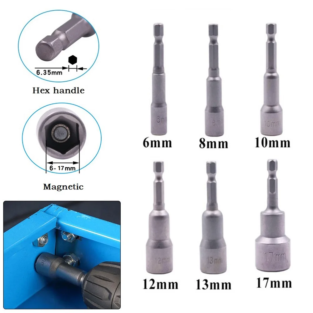6PCS 65mm Hexagon Nut Driver Drill Bit Socket Wrench Extension Sleeve For Pneumatic Screwdrivers Carpentry Tools Accessories
6PCS 65mm Hexagon Nut Driver Drill Bit Socket Wrench Extension Sleeve For Pneumatic Screwdrivers Carpentry Tools Accessories