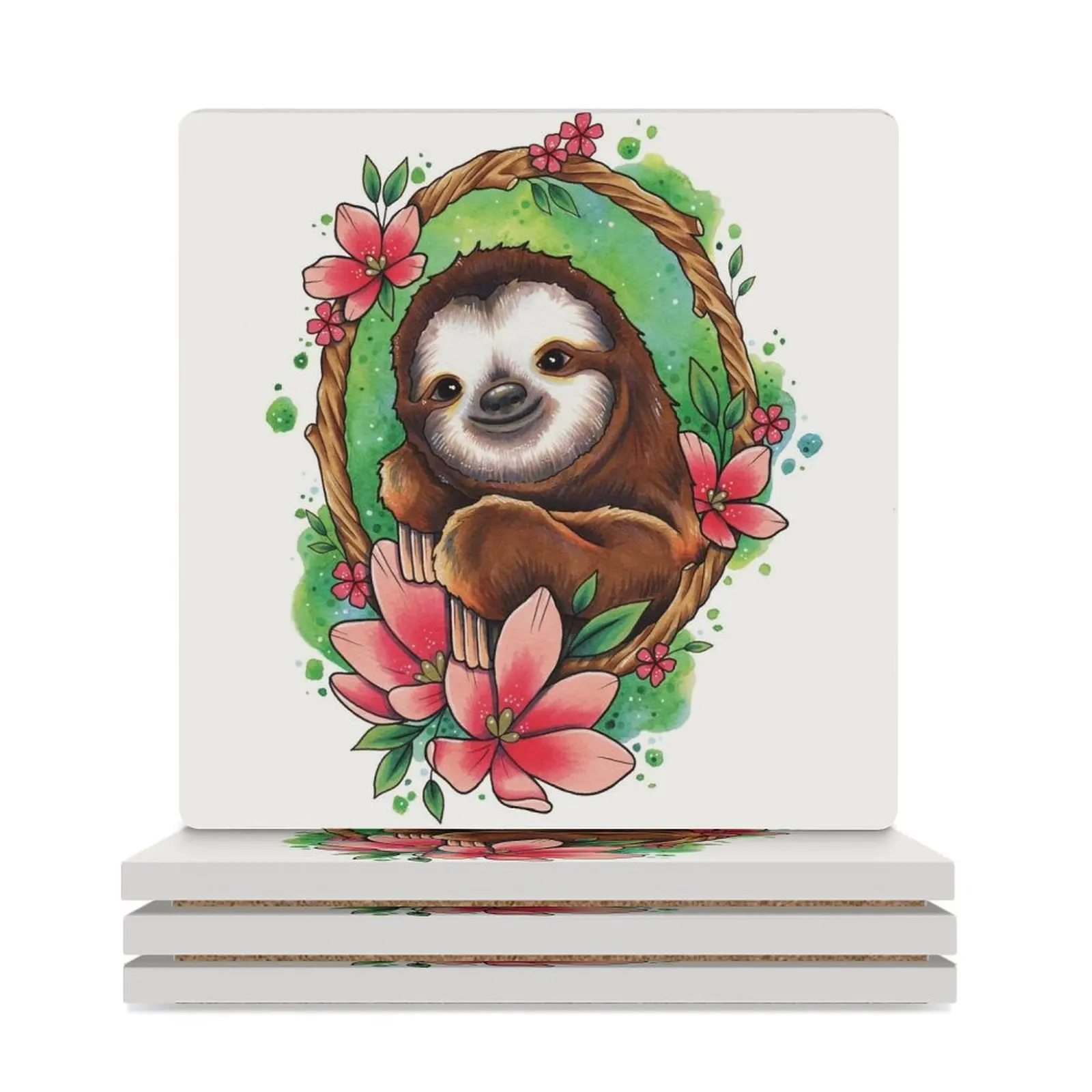 Cute Sloth and Flowers Ceramic Coasters (Square) tea cup holders christmas cup holder Coasters
Cute Sloth and Flowers Ceramic Coasters (Square) tea cup holders christmas cup holder Coasters