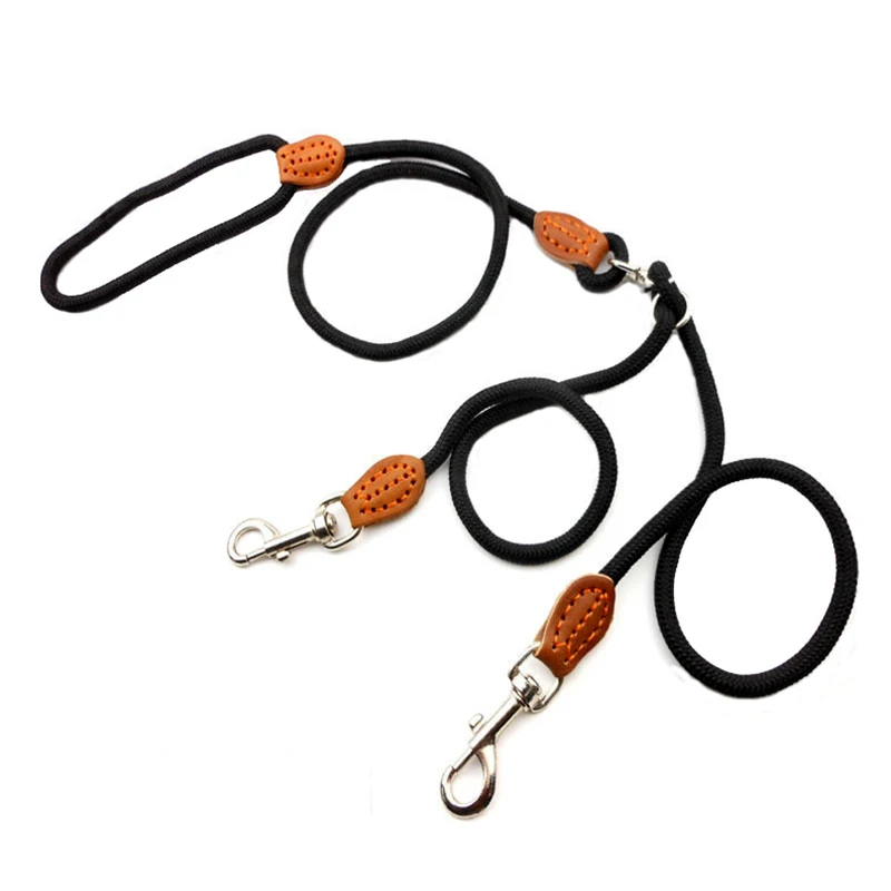

120cm WALK Two DOGS Leash Double Twin Lead Walking Leash Two Pets Cats Dual Couple Dog Leashes Nylon Y Shape Leash For dog cat