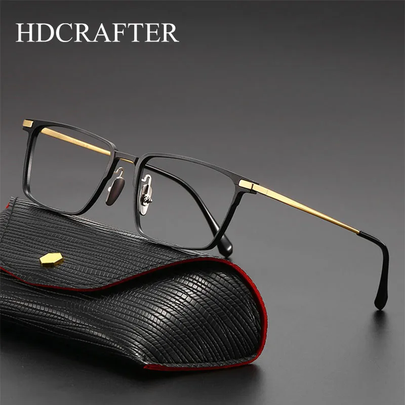 

HDCRAFTER Titanium 146mm Wide Optical Prescription Glasses Frame Men Square Eyewear Male Full Myopia Reading Eyeglasses Frames
