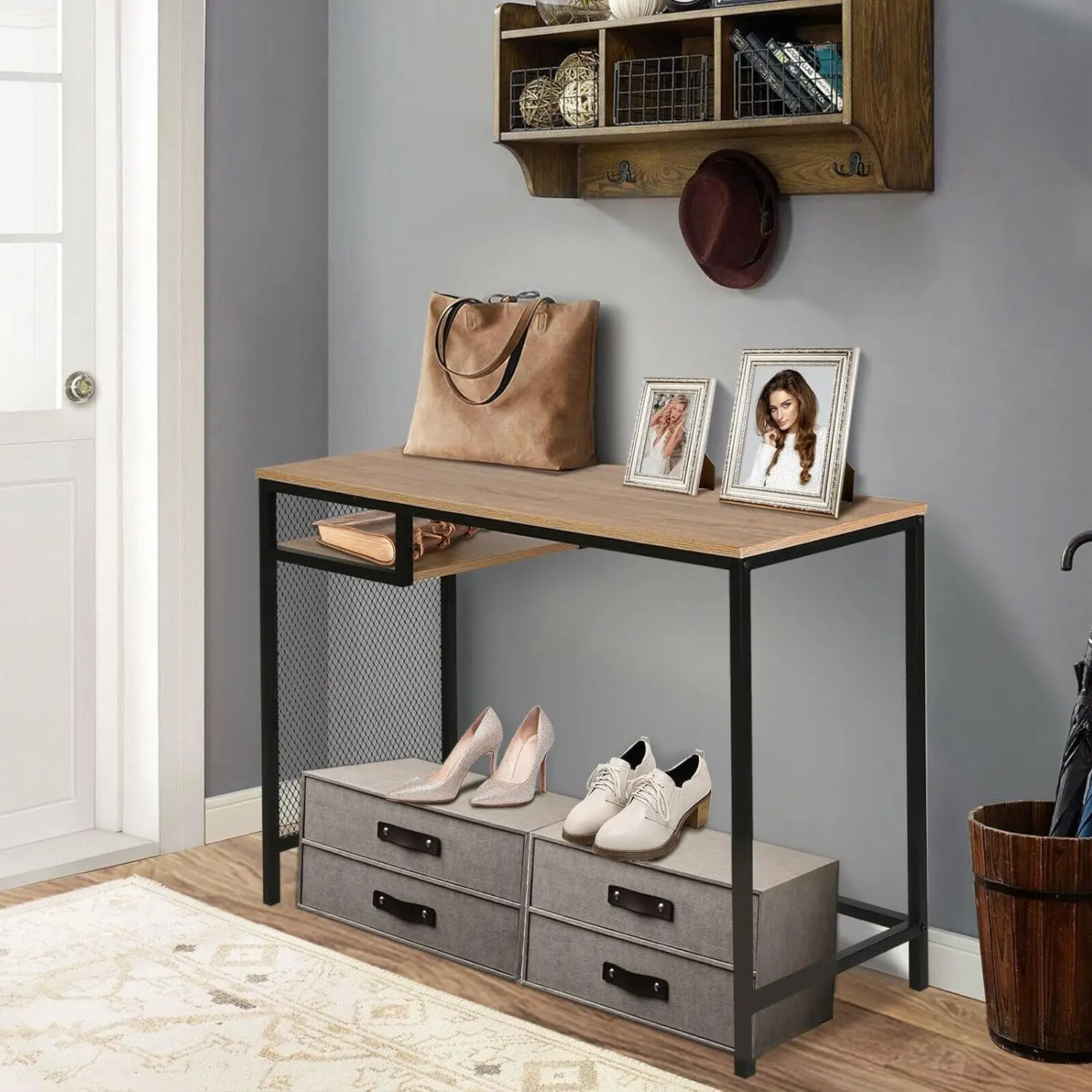 Table with Shelves Industrial Sofa Table Sofa Table Entrance Table and Corridor Table 2-Tier Corridor Wood GLLDJQTUS End table f
Table with Shelves Industrial Sofa Table Sofa Table Entrance Table and Corridor Table 2-Tier Corridor Wood GLLDJQTUS End table f