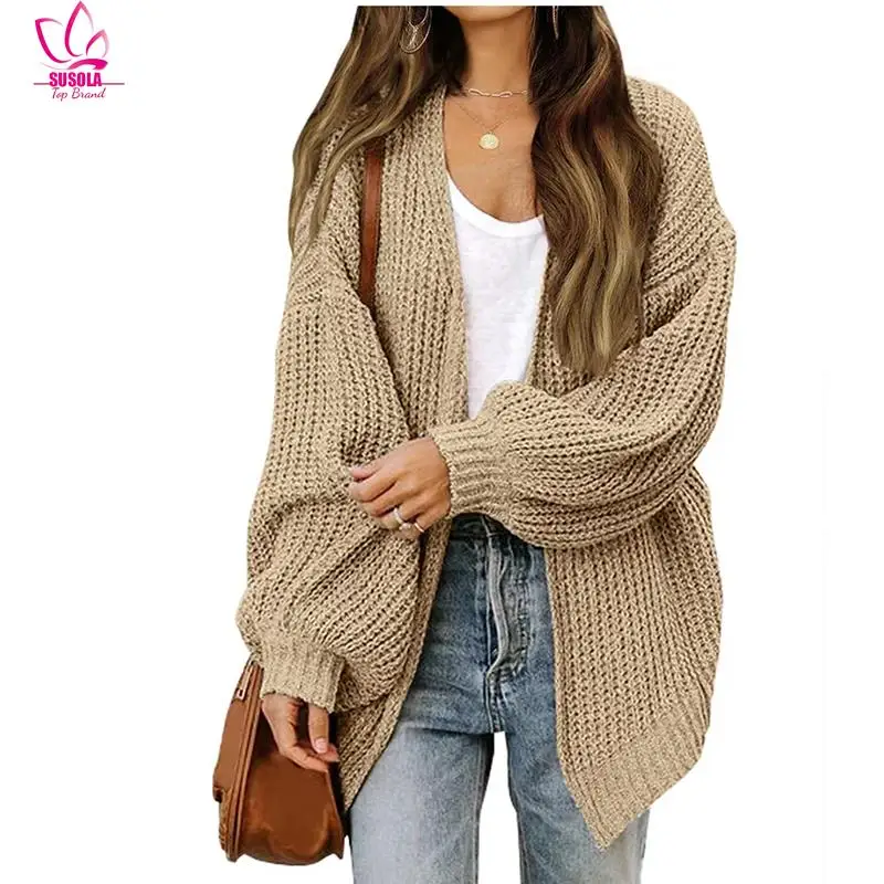 SUSOLA Women Solid Cardigan Sweater Coat Loose Casual Lantern Sleeve Jacket Knitted Coat For Women 2023 Autumn And Winter
SUSOLA Women Solid Cardigan Sweater Coat Loose Casual Lantern Sleeve Jacket Knitted Coat For Women 2023 Autumn And Winter