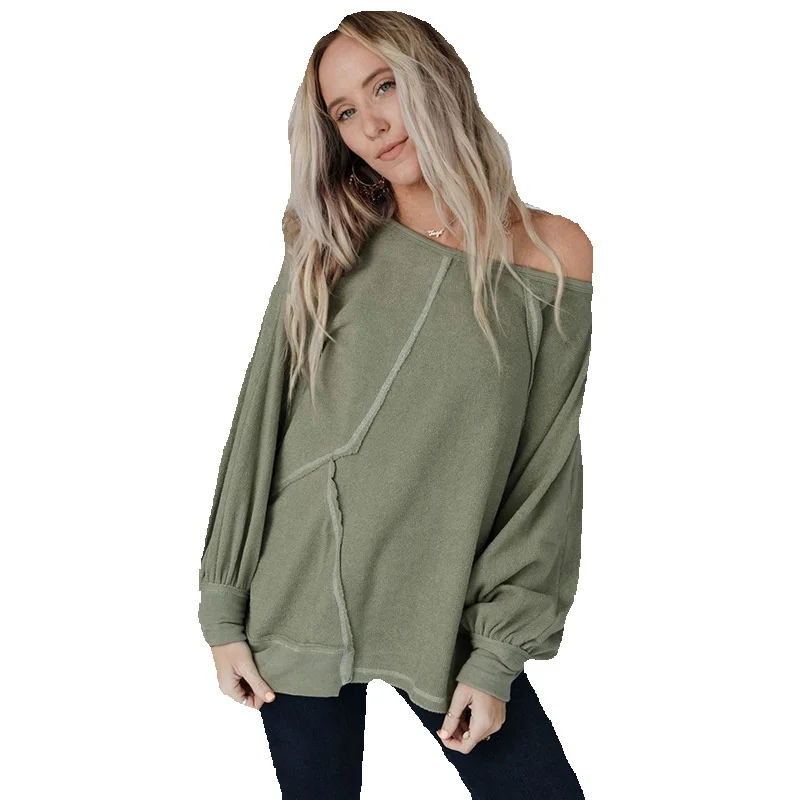 Shi Ying Autumn New Open Sewn Patchwork Bat Sleeve Sweater For Women 2023 Casual Off Shoulder Long Top 
Shi Ying Autumn New Open Sewn Patchwork Bat Sleeve Sweater For Women 2023 Casual Off Shoulder Long Top