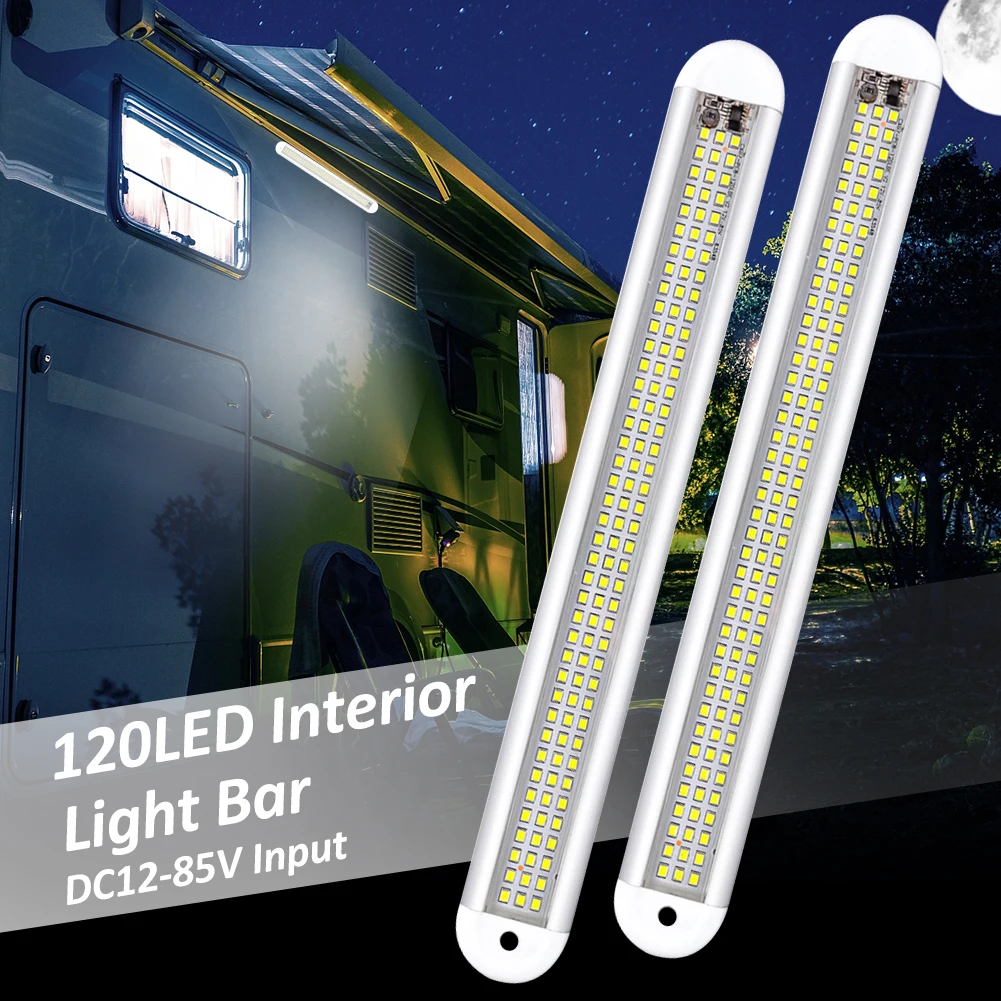 12V-85V Interior Light Bar 120LED 1800LM 12W LED Light Strip with Switch Dome Lights 6500K White for RV Camper Van Truck Trailer
12V-85V Interior Light Bar 120LED 1800LM 12W LED Light Strip with Switch Dome Lights 6500K White for RV Camper Van Truck Trailer