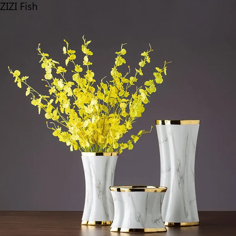 European Marbled Ceramic Vase Gilded Porcelain Handicraft Flower Arrangement Hydroponic Flower Vase Home Living Room Decoration
European Marbled Ceramic Vase Gilded Porcelain Handicraft Flower Arrangement Hydroponic Flower Vase Home Living Room Decoration