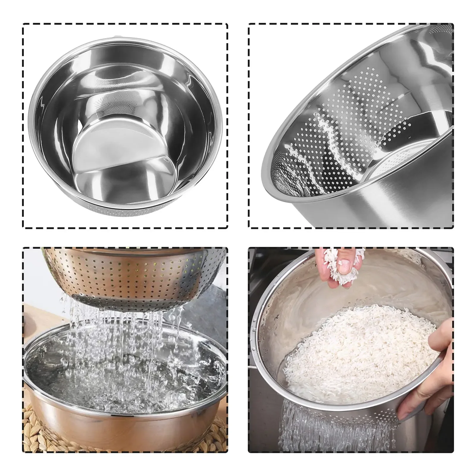 Rice Washing Bowl Stainless Steel Sieve Strainer Colander Basket Drain Rinse Kitchen Tools And Gadgets With Side Drainers
Rice Washing Bowl Stainless Steel Sieve Strainer Colander Basket Drain Rinse Kitchen Tools And Gadgets With Side Drainers