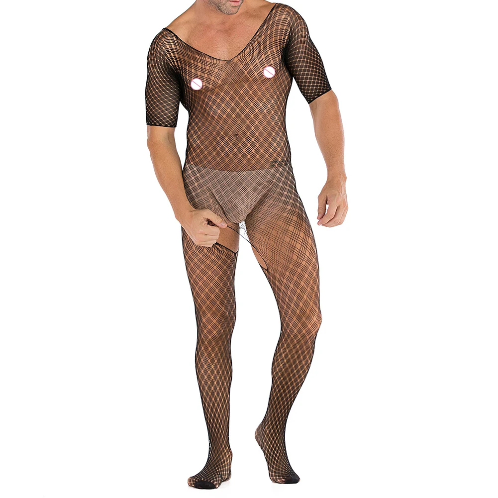 Sexy Men Ultra Thin Mesh Perspective Bodysuit Hollow Crotchless Body Stockings Erotic Lingerie Short Sleeve Stretchy Jumpsuit
Sexy Men Ultra Thin Mesh Perspective Bodysuit Hollow Crotchless Body Stockings Erotic Lingerie Short Sleeve Stretchy Jumpsuit