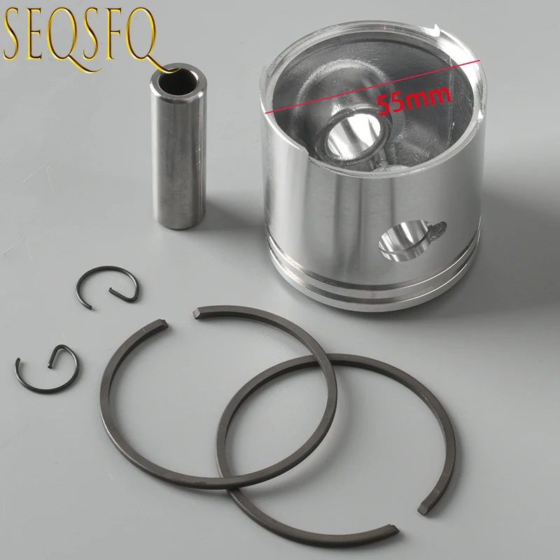 

369-00001 Piston Set (Std) For TOHATSU 2 Stroke Outboard Motor M5 5HP With Clip and Pin 369-00001-0 351-00011-0 Diameter 55MM