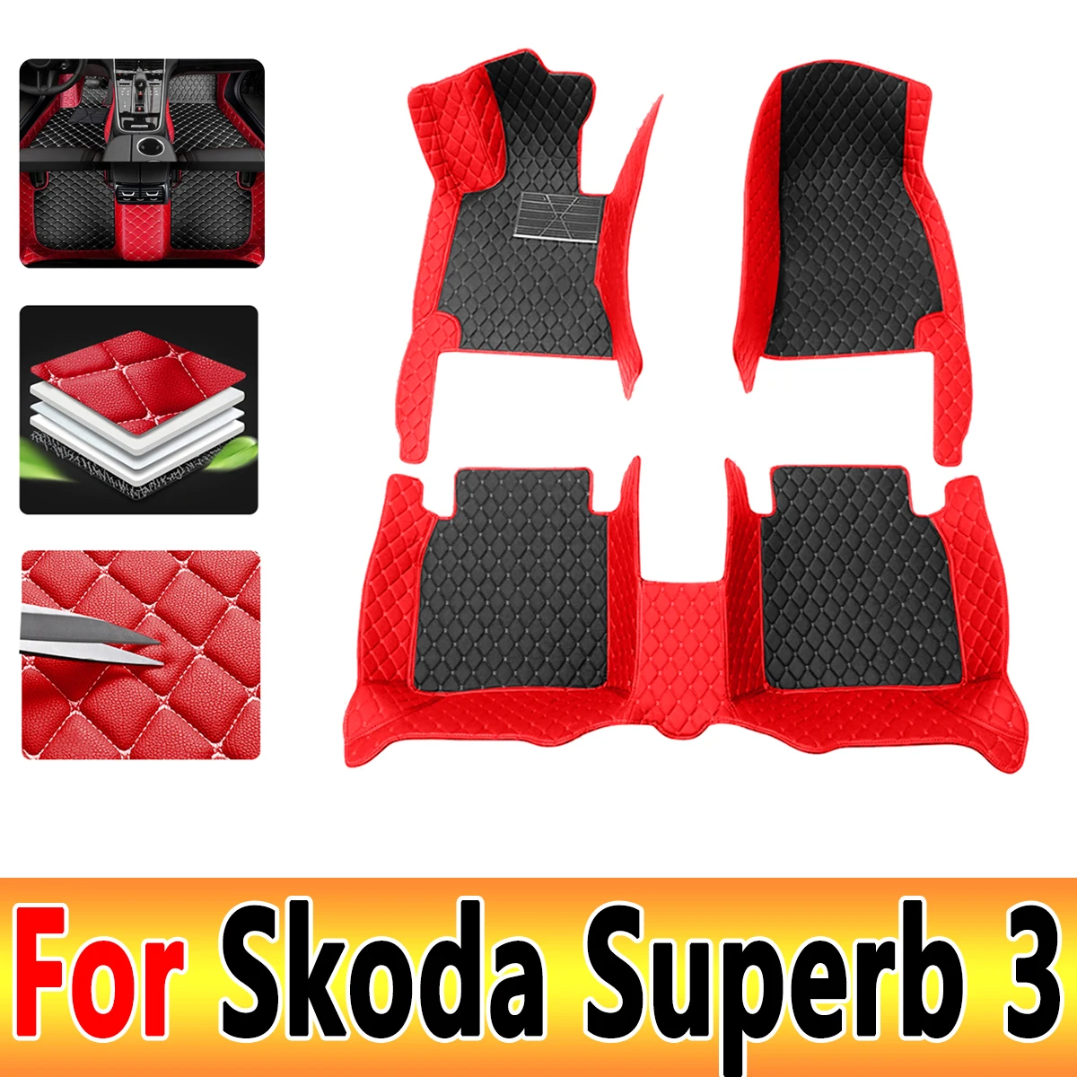 

Custom Made Leather Car Floor Mats For Skoda Superb 3 2016 2017 2018 2019 2020 2021 Carpets Rugs Foot Pads Accessories