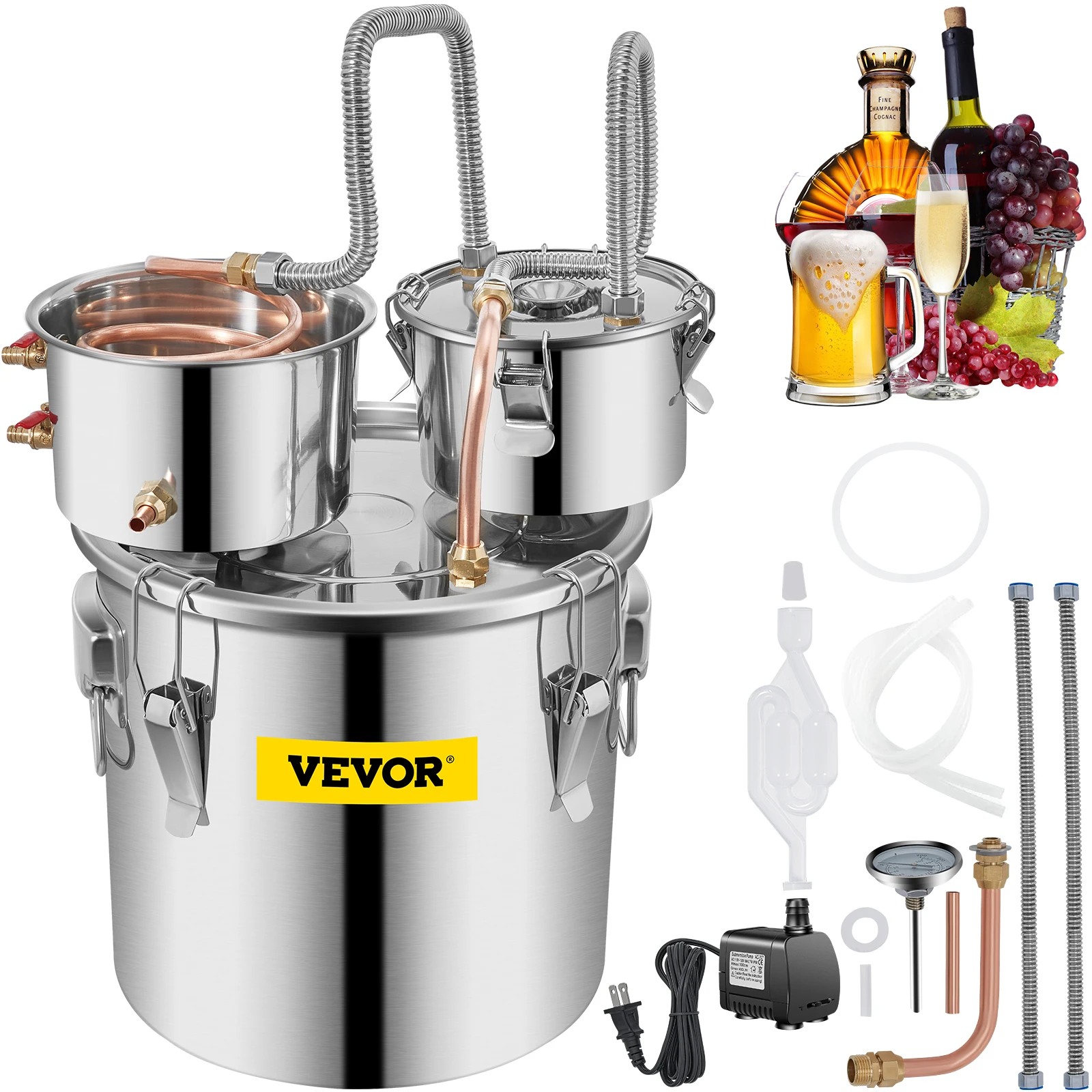 VEVOR 3Gal 5Gal 9.6Gal Moonshine Still Alcohol Apparatus Domestic Water Distiller Beer Dispenser Making Machine for Wine Brandy
VEVOR 3Gal 5Gal 9.6Gal Moonshine Still Alcohol Apparatus Domestic Water Distiller Beer Dispenser Making Machine for Wine Brandy