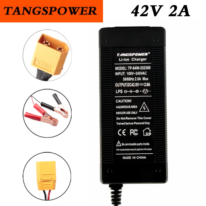 

42V 2A Lithium Battery Charger For 36V 10S Input 100-240 VAC Electric Scooter And Electric Bike Charger With Fast Charging