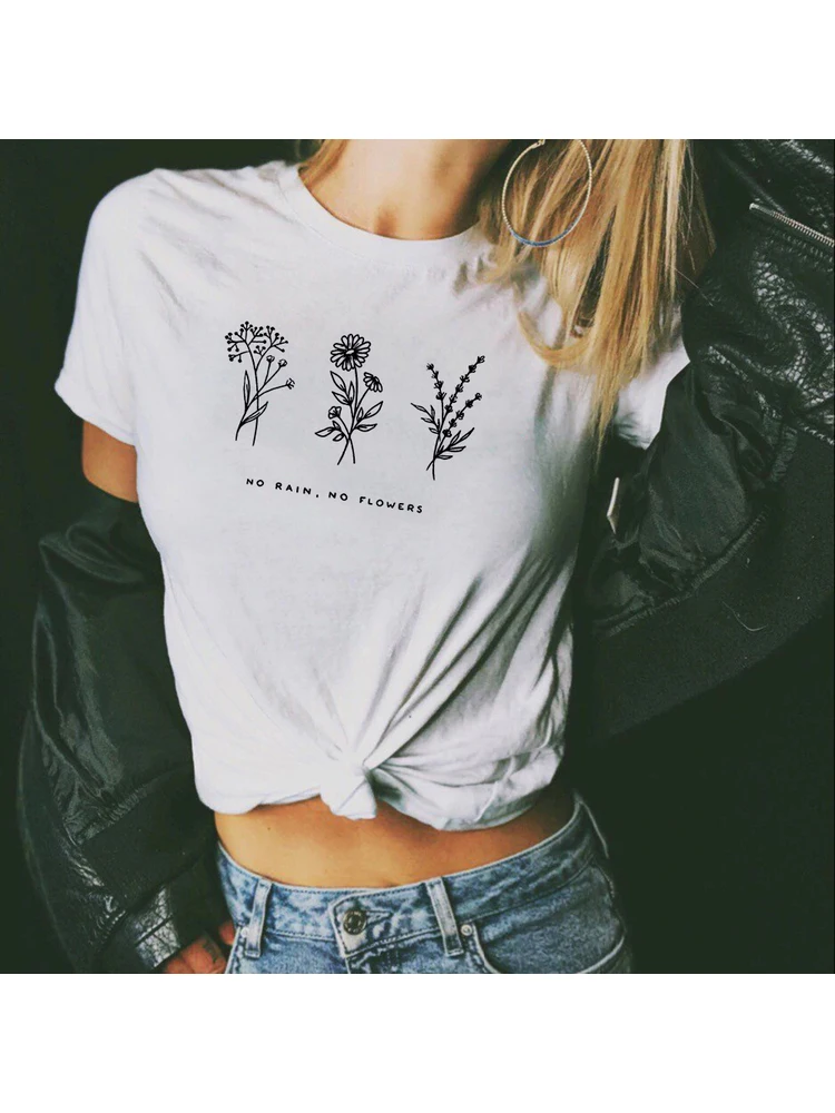 

No Rain, No Flowers Vintage Inspired Graphic T-shirt Summer Fashion Graphics Tumblr T-shirt 90s Grunge Tops Tshirt Drop Shipping