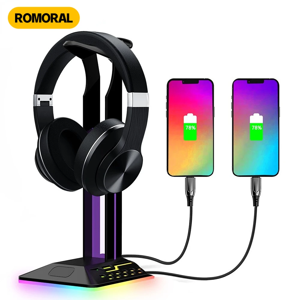 RGB Headset Stand Dual USB Port Touch Control Strip Light Desk Gaming Headset Holder PC Gamer Earphone Accessorie
RGB Headset Stand Dual USB Port Touch Control Strip Light Desk Gaming Headset Holder PC Gamer Earphone Accessorie
