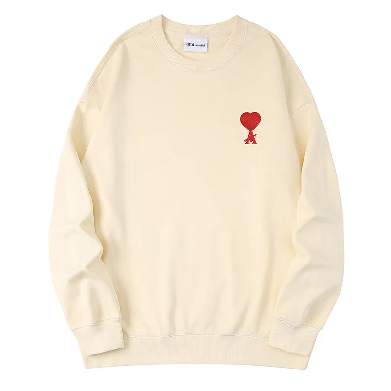 AMI Men's Full Cotton Casual Sweatshirts Love Arrow Pullover Loose Couple Hoodie with Large Label Embroidery Autumn Trend
AMI Men's Full Cotton Casual Sweatshirts Love Arrow Pullover Loose Couple Hoodie with Large Label Embroidery Autumn Trend