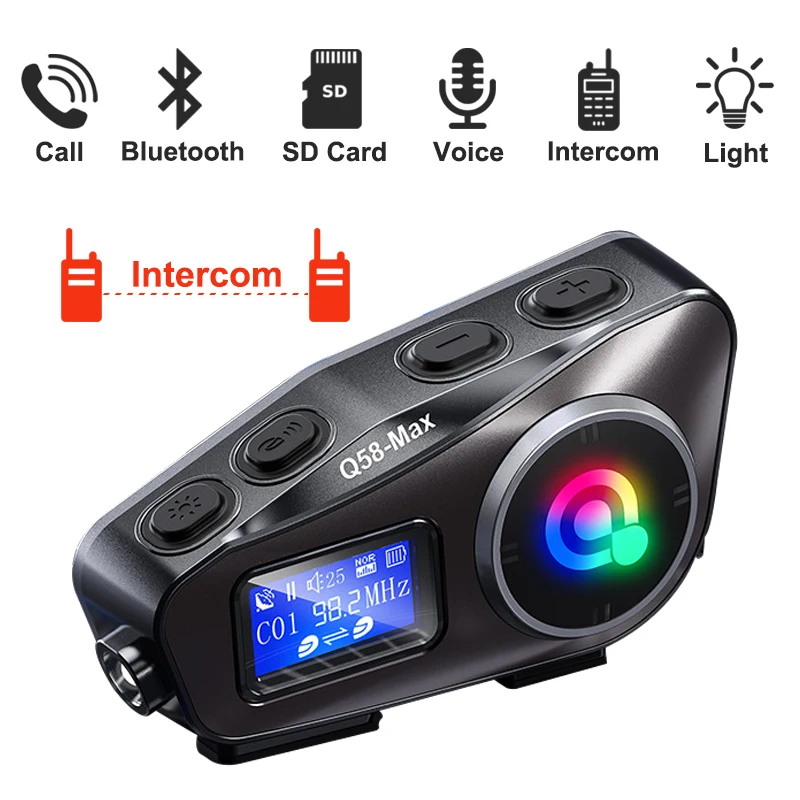 

Q58MAX Motorcycle Intercom Helmets Earphone Motos Riders Wireless Bluetooth Headset Interaction-Voice Music Sharing Headsets