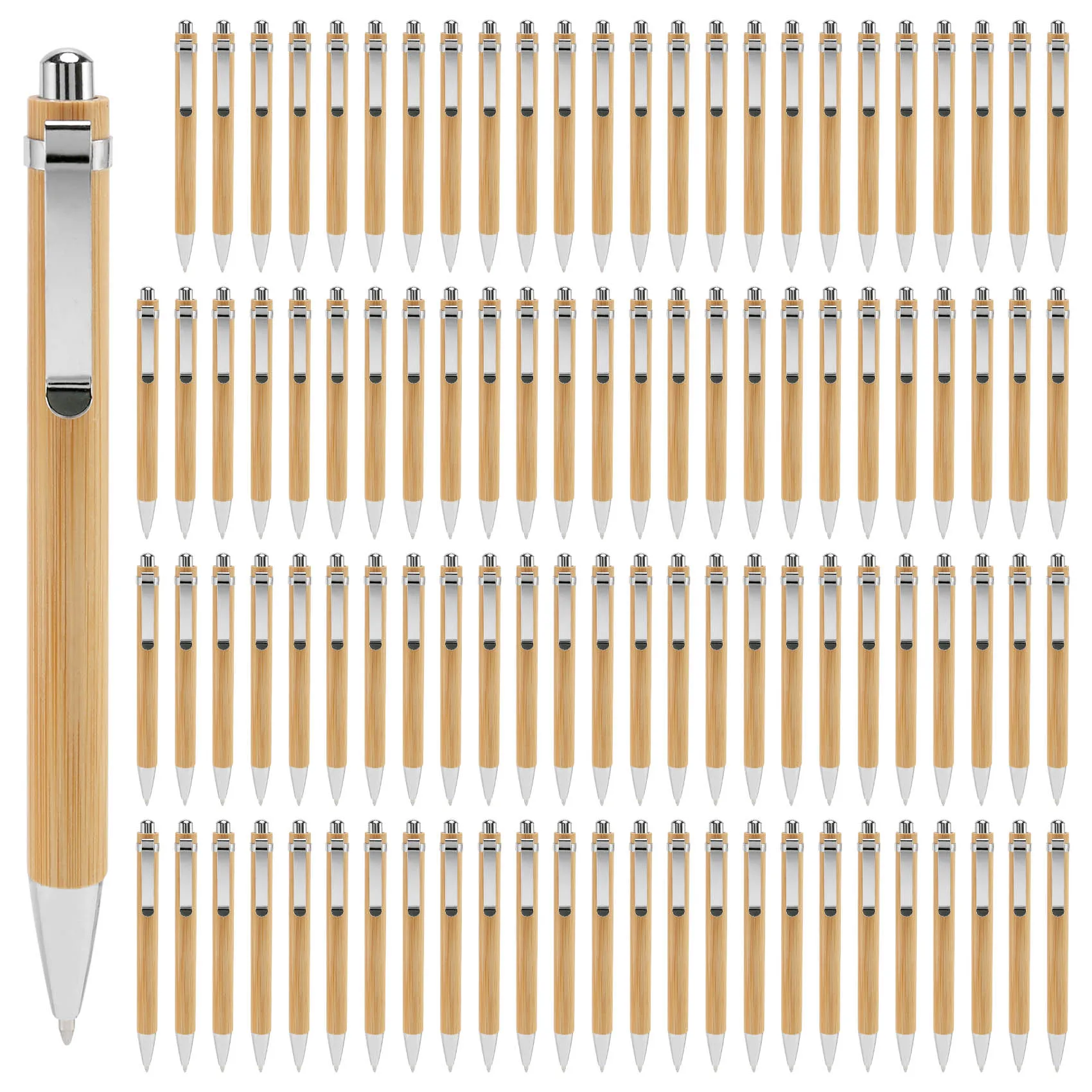 

100 Pcs/Lot Bamboo Ballpoint Pen Stylus Contact Pen Office & School Supplies Pens & Writing Supplies Gifts-Blue Ink