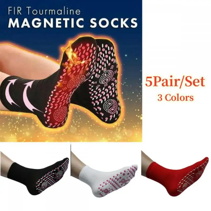 

5Pcs Self-heating Magnetic Socks for Women Men Self Heated Socks Tour Magnetic Therapy Comfortable Winter Warm Massage Socks