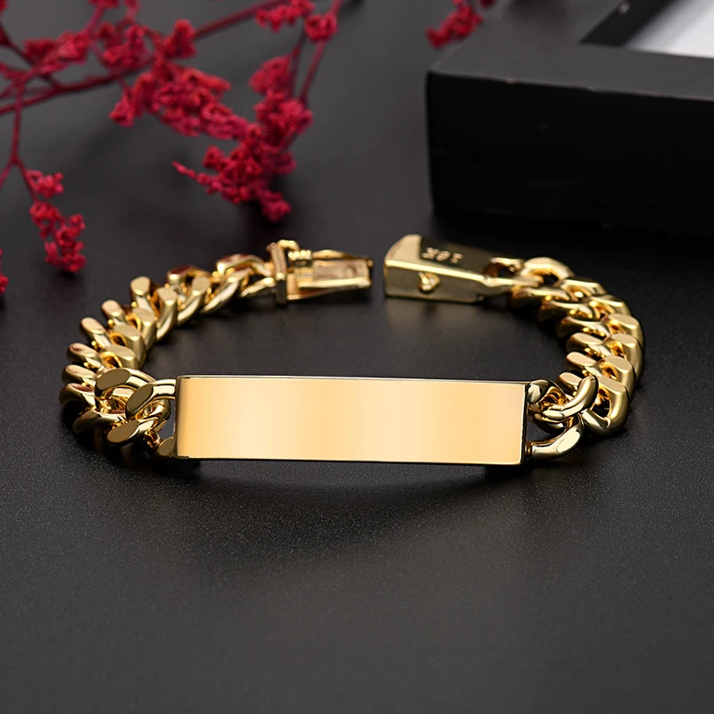 

New high quality 18K Gold 10MM chain bracelets for man women fashion original jewelry wedding Accessories party Christmas gifts
