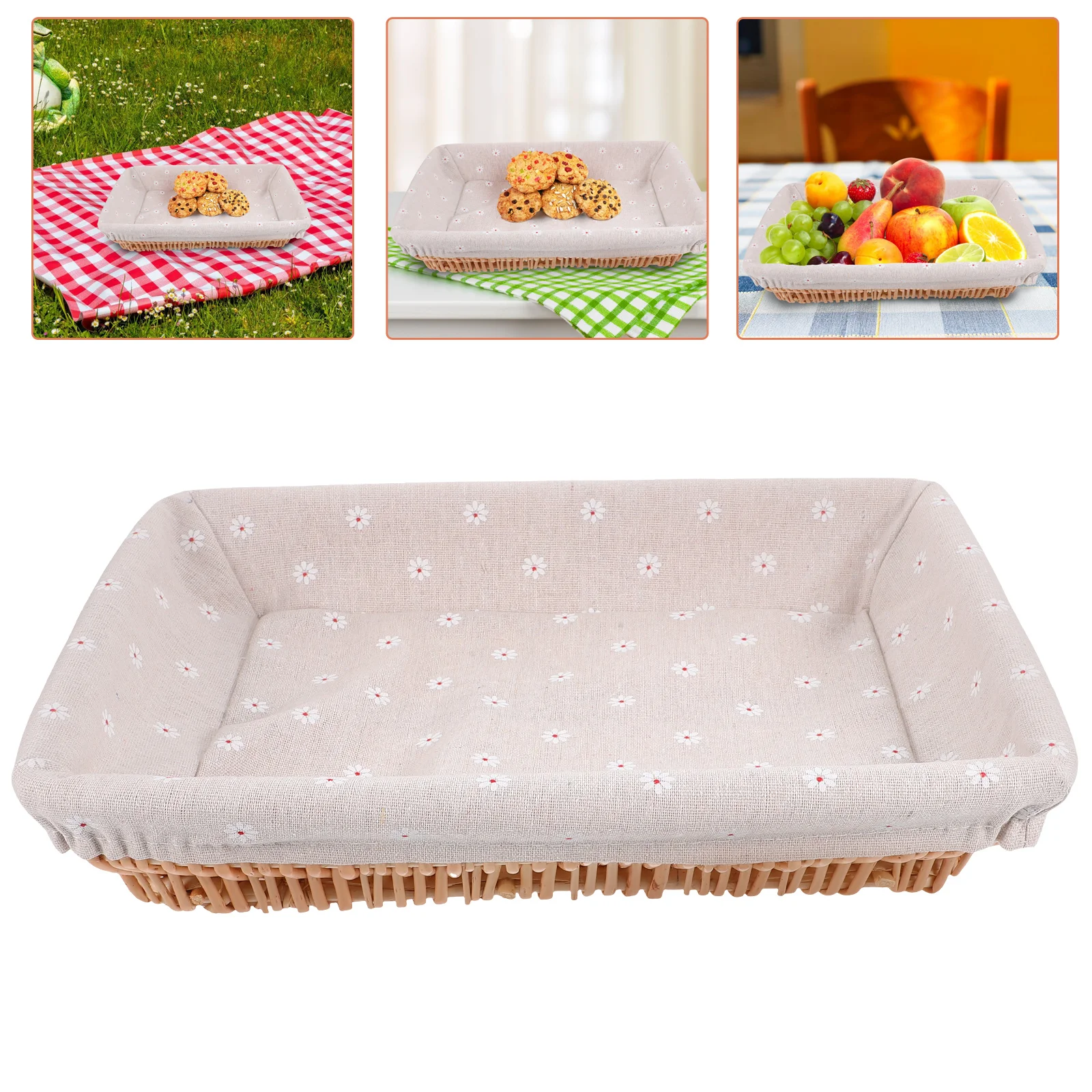 Wicker Bread Basket Woven Storage Tray with Fabric Lining Dried Fruit Decor Baskets for Serving
Wicker Bread Basket Woven Storage Tray with Fabric Lining Dried Fruit Decor Baskets for Serving
