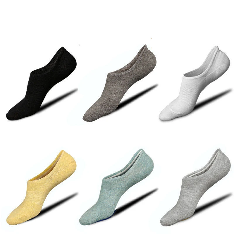 

3 Pairs Socks Shipment Male Summer Pure Color Lighter Cotton Socks Silicone Antiskid Out Invisible Socks Combed Cotton Socks