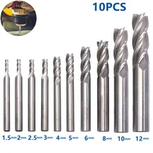 10PCS HSS End Mill 4 Flutes Straight Shank Milling Cutters For Metal Drill Bits 1.5-12mm CNC Router Bit Woodworking Tools
10PCS HSS End Mill 4 Flutes Straight Shank Milling Cutters For Metal Drill Bits 1.5-12mm CNC Router Bit Woodworking Tools