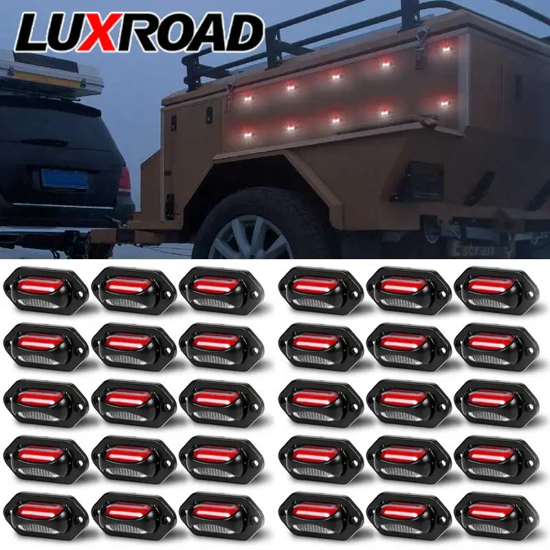 

30pcs Car LED License Plate Light White Red Side Light Rear Light Tail Brake Lamp For Truck Trailer Tractor Lorry Pickup 12V 24V