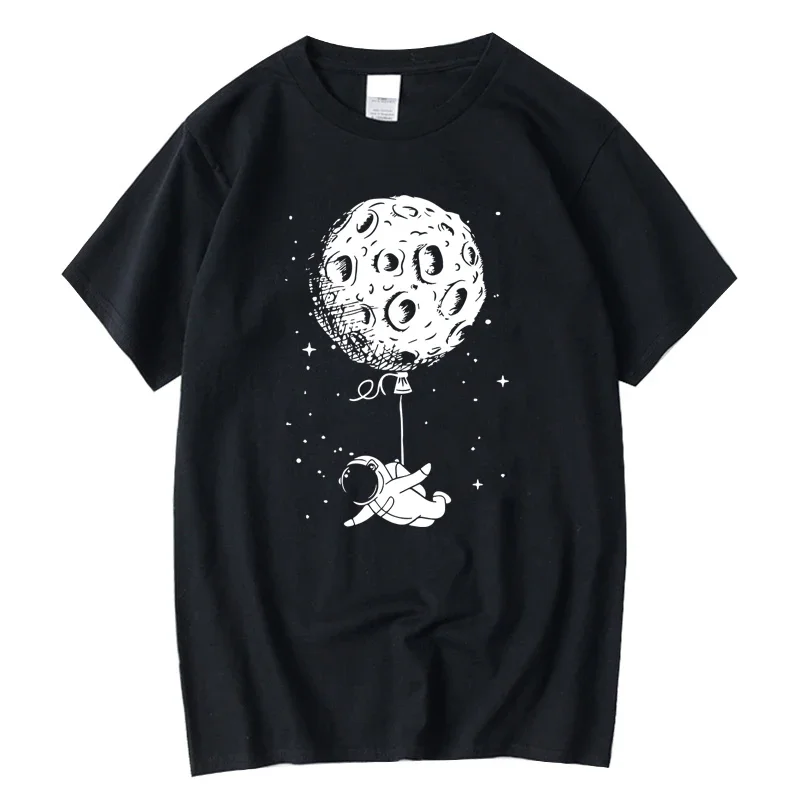 

XINYI Men's T-shirt High Quality 100%cotton T-shirt Funny Astronaut Print Loose O-neck T Shirt for Men Short Sleeve T-shirt Male