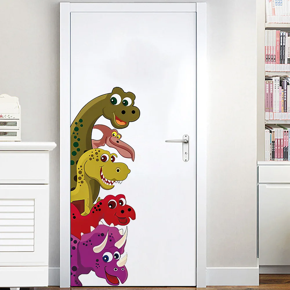 

Funny Probe Dinosaur Behind The Door Room Decor Wall Decals Stickers Children Nursery Kids Bedroom Living Room Mural Wall Art