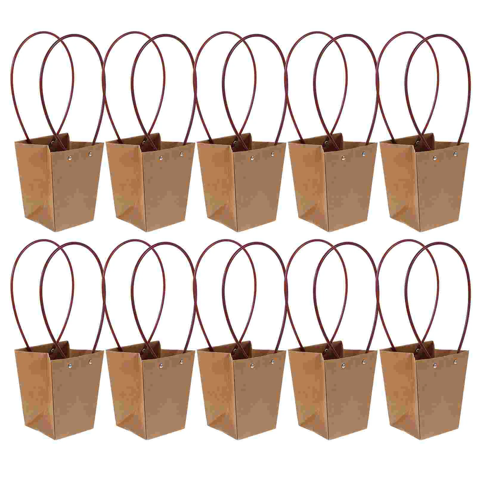 

10 Pcs Kraft Paper Bag Portable Flower Potted Plant Packaging Arrangement 10pcs Floral Boxes Basket Bags for Flowers Packing