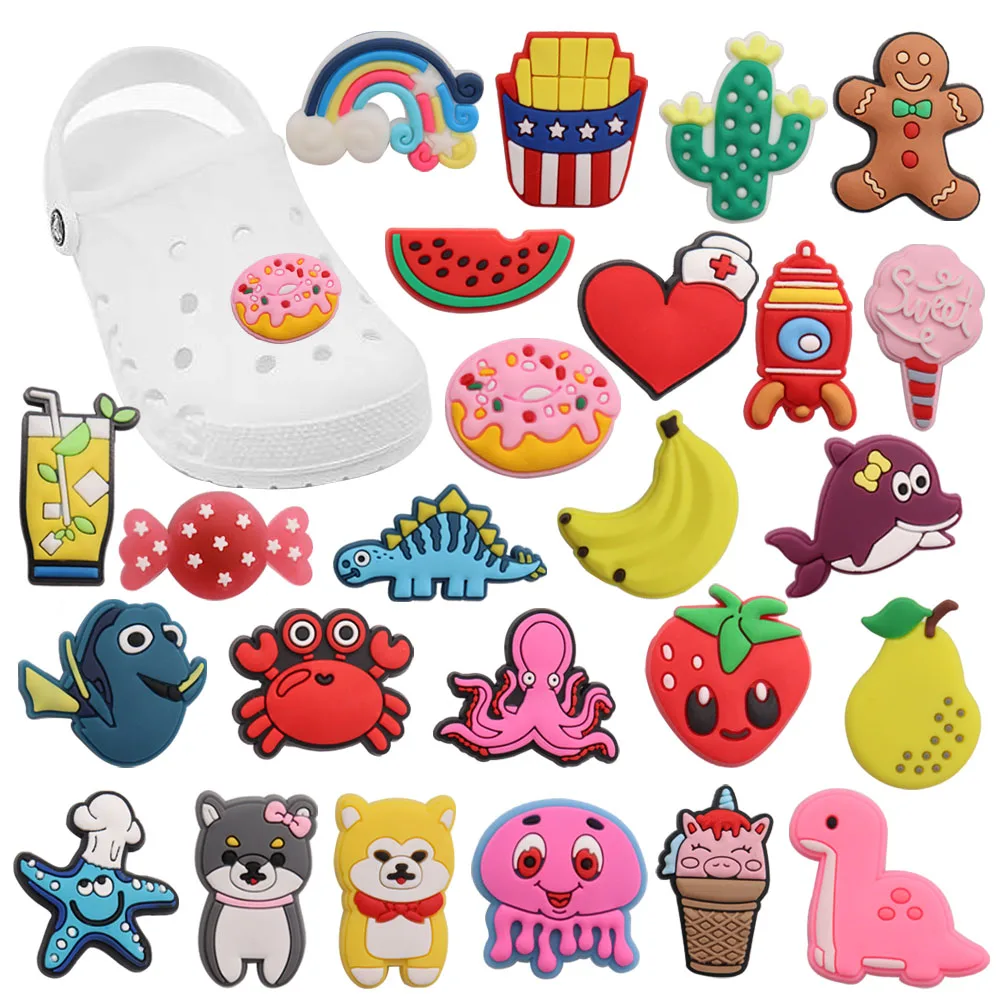 Mix 50Pcs PVC Croc Jibz Fit Wristband Gingerbread Rocket Watermelon Candy Banana Dinosaur Strawberry Pear Dog Button Decoration 
Mix 50Pcs PVC Croc Jibz Fit Wristband Gingerbread Rocket Watermelon Candy Banana Dinosaur Strawberry Pear Dog Button Decoration