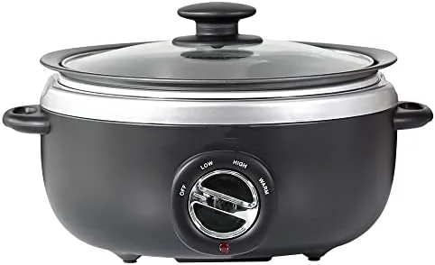 

3.5 Quart Slow Cooker,Aluminium Sear/Sauté Stew Pot Stovetop safe,Dishwasher Safe,Glass Lid,Adjustable Temp,Food Warmer,Black