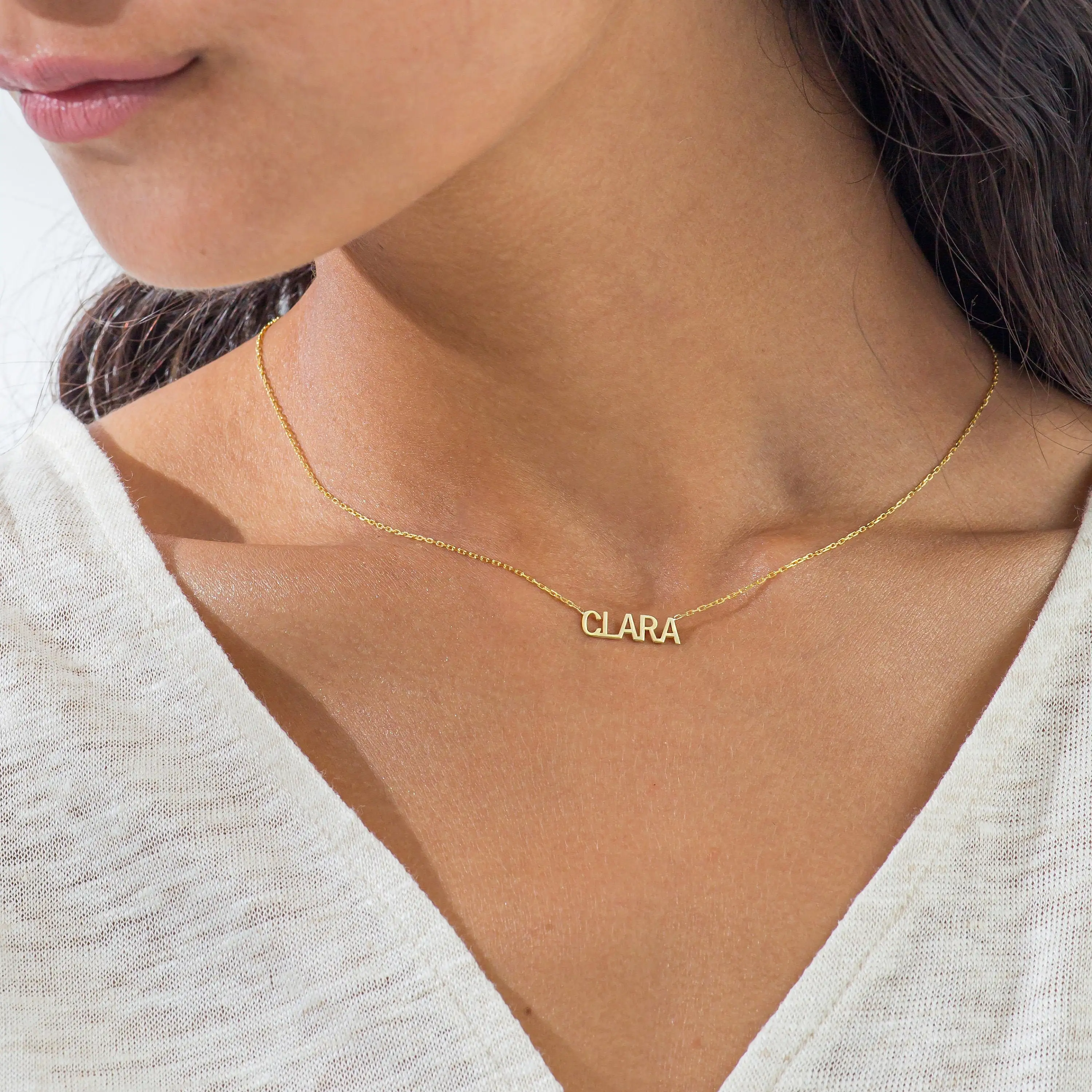 Custom Name Necklace 18K Gold Stainless Steel Simple Block Name Pendant Dainty Personalized Nameplate Tiny Chain Christmas Gift 
Custom Name Necklace 18K Gold Stainless Steel Simple Block Name Pendant Dainty Personalized Nameplate Tiny Chain Christmas Gift