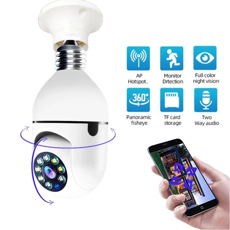 

HONTUSEC ICSEE E27 Wifi Bulb 2MP 1080P PTZ Camera AI Human Detect Auto Tracking Two Way Audio Color Night Vision IP Camera