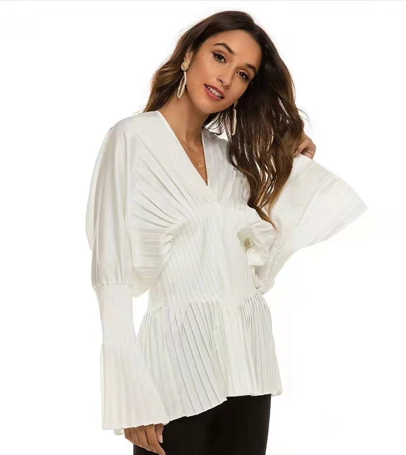Elegant Women Loose White V-Neck Pleated Shirts Female Lantern Full Sleeve Tops Blouses Casual Blusas Spring Summer 7 Mallzona S2f321945d35e42be919aa4d4562d0d62t Elegant Women Loose White V-Neck Pleated Shirts Female Lantern Full Sleeve Tops Blouses Casual Blusas Spring Summer Mallzona