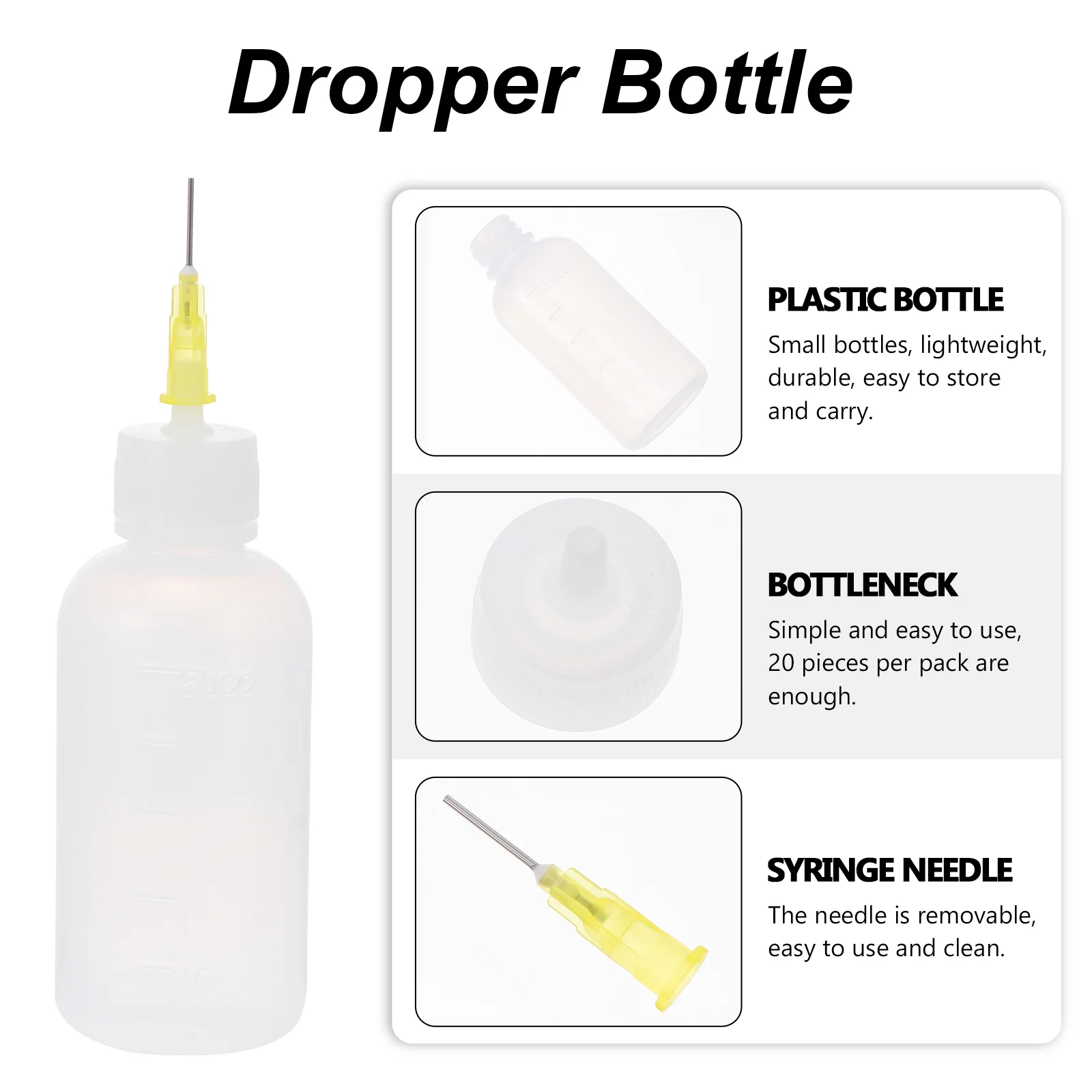 20 PCS Dispensing Bottle with Needle Plastic Dropper DIY Crafts for Gluing Projects The Glue Application
20 PCS Dispensing Bottle with Needle Plastic Dropper DIY Crafts for Gluing Projects The Glue Application