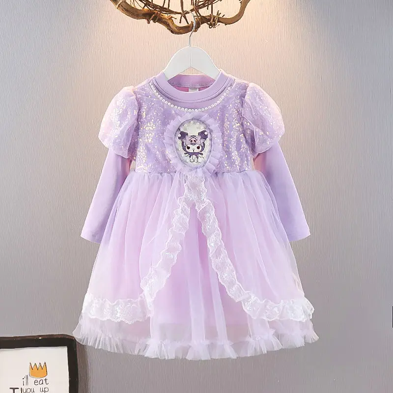 2024 Kawaii Sanrio Kuromi Anime Children Spring Autumn Dress Round Neck Sequin Skirt Cartoon Cute Girl Comfortable Sweet Dress
2024 Kawaii Sanrio Kuromi Anime Children Spring Autumn Dress Round Neck Sequin Skirt Cartoon Cute Girl Comfortable Sweet Dress