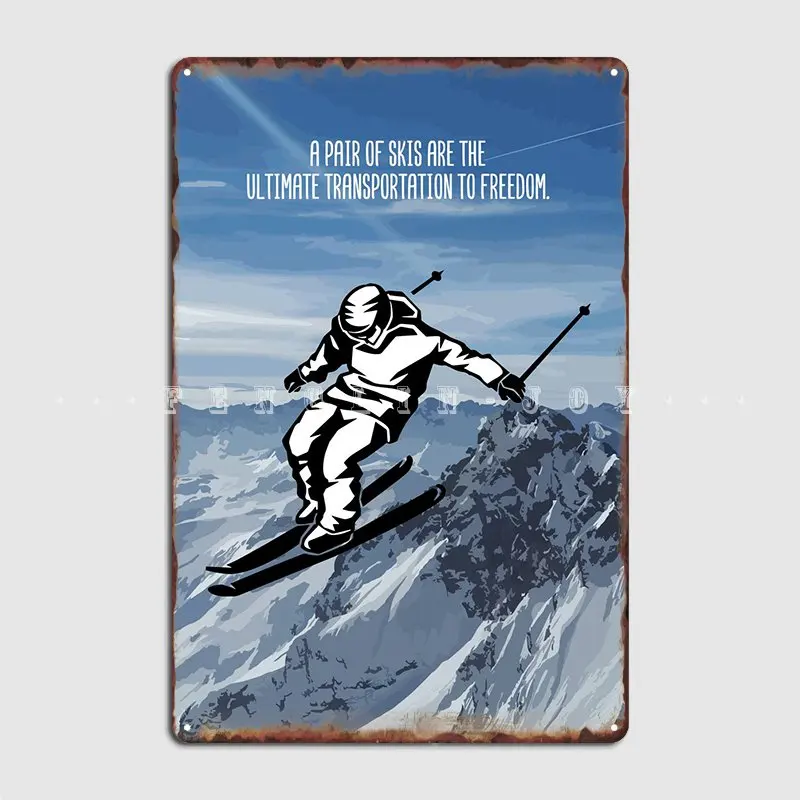 

Ski Winter Sports Wall Art Poster Metal Plaque Pub Garage Wall Pub Customize Mural Painting Tin Sign Posters