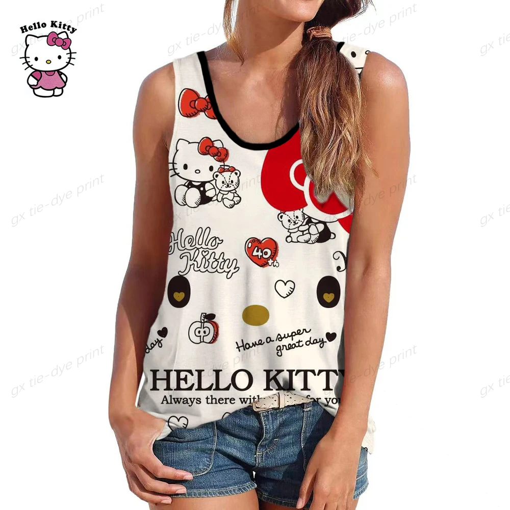 Женская футболка с принтом Hello Kitty, Повседневная Свободная футболка без рукавов, лето 2023
Женская футболка с принтом Hello Kitty, Повседневная Свободная футболка без рукавов, лето 2023