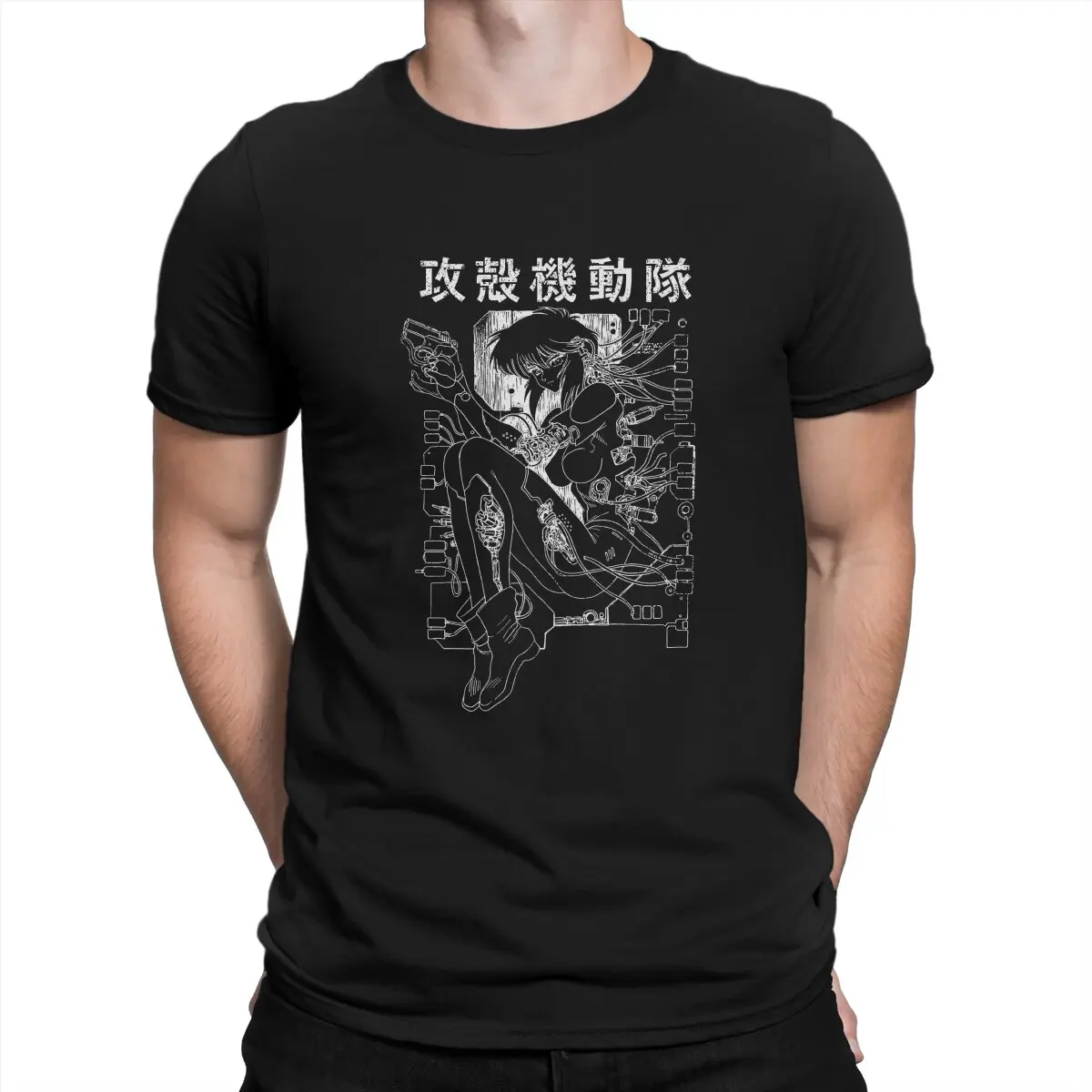 

Ghost Soldier Man's TShirt Ghost in the Shell Crewneck Tops 100% Cotton T Shirt Funny High Quality Birthday Gifts